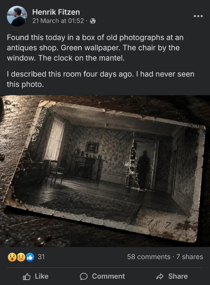 Post by Henrik Fitzen, 21 March, with an old photograph of an empty room marked 187: Found this today in a box of old photographs at an antiques shop. I described this room four days ago. I had never seen this photo.